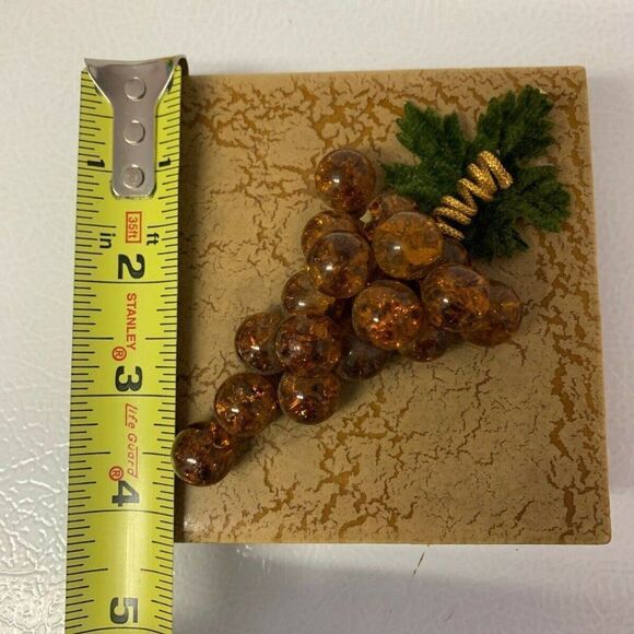 Vintage Handmade Decor Glass Grapes Tile - Picture 8 of 8